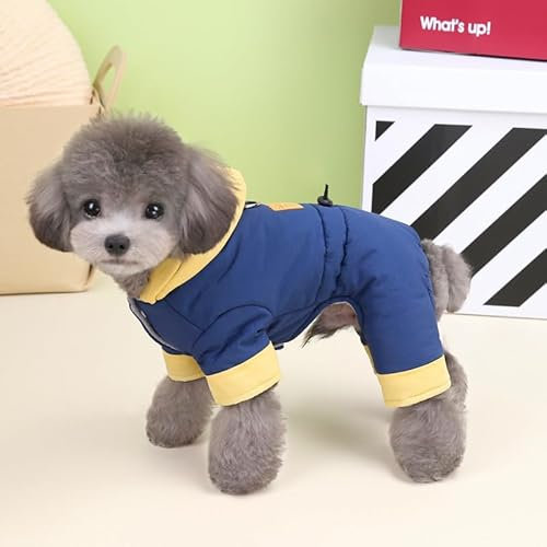 SARUEL Hunde-Wintermantel,Verdickt,Warm,Mit D-Ring,Haustier-Overalls,Welpenjacke Für Kleine Und Mittelgroße Hunde,Overalls,Chihuahua-Bulldogge-Kostüme,Blau,M