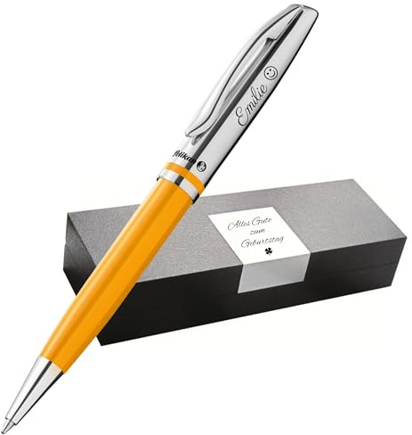 Pelikan Jazz Kugelschreiber mit Gravur Geschenk - Kugelschreiber - einzigartige Stifte mit Namen - personalisierte Geschenke zu Weihnachten (Gravur, Senfgelb)