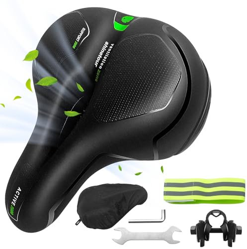 LUZOON Fahrradsattel - Gel Fahrradsitz - Ergonomisch - Tourensattel mit wasserdichter Abdeckung - Atmungsaktiver MTB Sattel für Herren & Damen