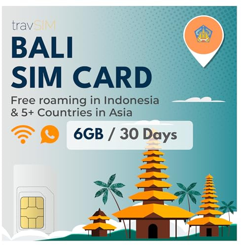 travSIM Bali SIM-kort | 6GB mobildata med 4G/5G-hastigheter | Gratis roaming i Indonesien och 5+ länder i Asien | Fungerar iOS- och Android-enheter | Planen på Bali SIM-kort är giltig i 30 dagar