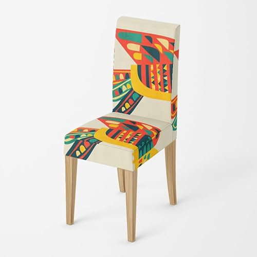 Stuhlhussen Rot Gelb Abstract Stuhlhussen Schwingstühle Universal Stretch Hussen für Stühle Abnehmbarer Waschbarer Stuhlbezug Stühle Schutz Dekoration Stuhlhusse(8er Set)