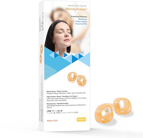 WoodyKnows Spray nasal/inhalador de vapor, Modelo 2024 Suave │ Dispositivo de spray nasal genérico para una difusión suave, cómoda y a largo plazo(Prueba XS/S/M/L)