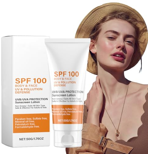 Crème Solaire SPF 100 - Protection UVA/UVB Pour Visage et Corps - Écran Solaire Non Gras à Absorption Rapide - Sunscreen Lotion