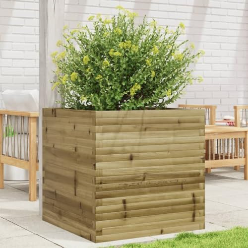 ShGaxin Jardinière 70x70x68,5 cm Bois de pin imprégné,Jardiniere sur Pieds,Bac avec Treillis,Jardiniere Terrasse