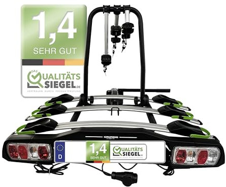 GRUNDIG Automotive Messeneuheit 2025 Fahrradträger Anhängerkupplung 3 Fahrräder, Diebstahlschutz, Fahrradträger Auto, Santorin 9-3F
