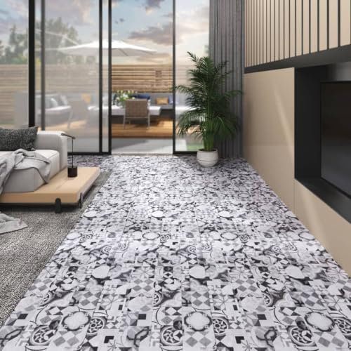 UJCHVHN Baumaterialien PVC Bodenbelag Dielen 4,46m² 3mm Selbstklebend Grau Muster Bodenbelag & Teppich
