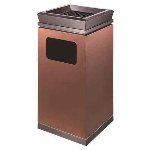 DZYHFCO Contenedor de basura para exteriores, contenedor de basura industrial de acero inoxidable, ceniceros exteriores para cigarrillos de pie (dorado)