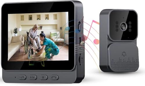 Zeerkeer Citofono senza fili con Videocamera 1080P Campanello senza fili intelligente Citofoni, Videocitofono Monitor Colori e Campanello esterno con telecamera Visione Notturna, Supporta Scheda SD