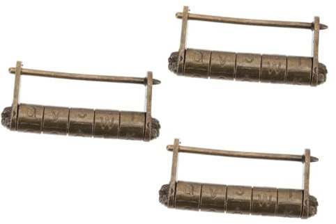 ANDRESLAD 3stücke Vintage Wortschloss Antiker Kombinationstürschloss Für Schmuckkästen Schränke Und Dekoration Retro-design Mit Chinesischem Kulturstil Praktisch Und Dekorativ