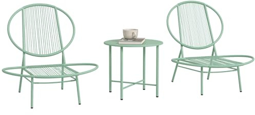 Outsunny Bistro-Set 3-teilig Wetterfest Gartenmöbel Set aus Stahl Grün