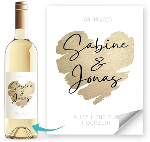 Weinetiketten Weinflaschenetiketten personalisiert Hochzeitdesign mit Spruch Wunschdatum und Namen anpassbar SpecialMe® Weiss unisize