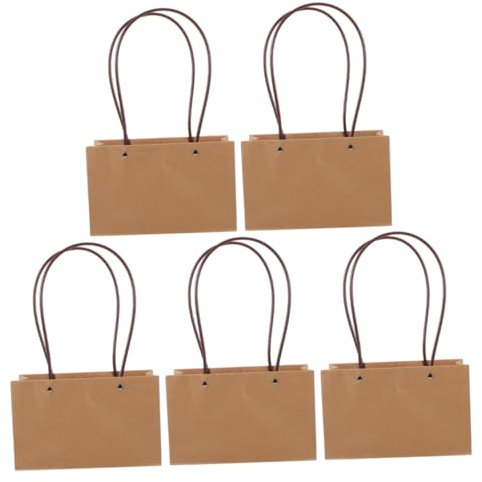 LRXIYODE 5pezzi Sacchetti in Carta Kraft Per Fiori Borse Resistente Con Manico Robusto Per Bouquet Freschi Secchi e Finti Sacchetti Regalo Per Compleanno e Feste