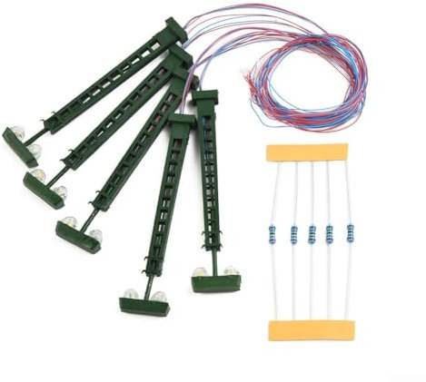 N Gauge LED Lights for Railway Layouts Includes 5 Lattice Masts and Series Resistors for Easy Setup