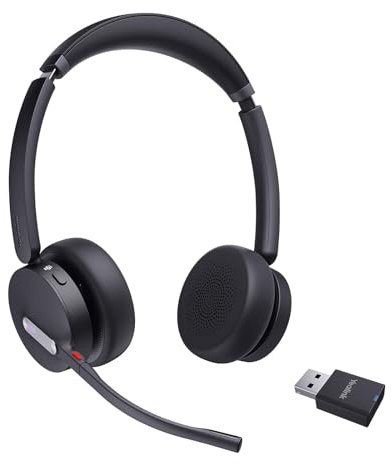 Yealink WH64 Hybrid DECT& Bluetooth Wireless Headset with Mic for Work, Bluetooth Headphones with DECT Dongle, 3X Mic, 492ft Range,32H Talk Time, Office Portable Stereo On Ear Headsets for PC Laptop