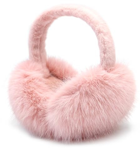SEYUFN Plüsch Ohrenschützer Damen Winter Ohrenwärmer Faltbare Ohrenschützer Damen Earmuffs Weich Teenager-Mädchen (Hellrosa)