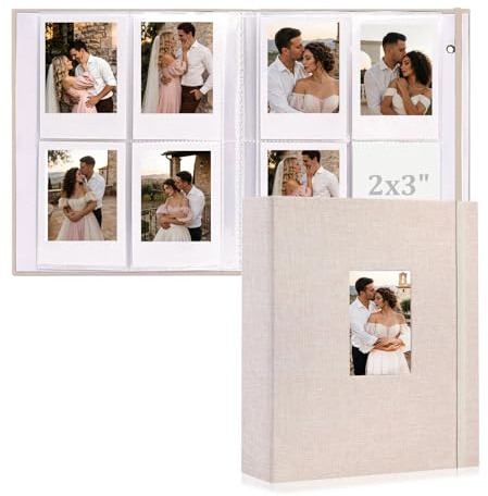 Nabonee 2 Pack Photo Album 2x3 Inch, 208 Photos Polaroid Photo Album, Linen Hardcover Polaroid Mini Book for Fujifilm Instax Mini 11 9 8 7s 25 26 40 50s 90 Evo Z2300 Camera