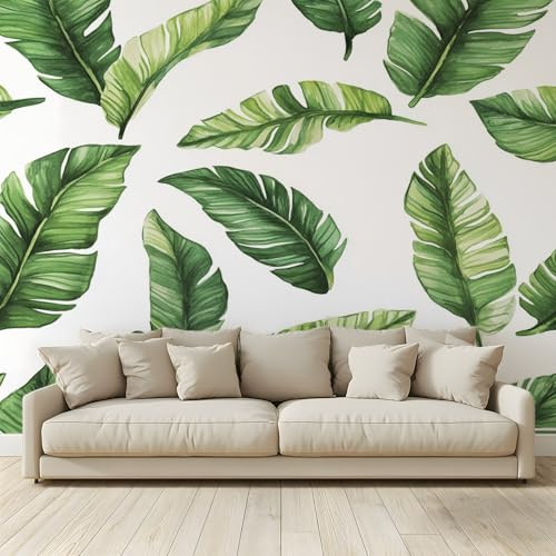 Fond D'Écran 3D Mural Feuillage tropical à l'aquarelle Papier Peint Intissé Tapisserie Panoramique Poster Décoration Murales Chambre Adulte Enfant Salon Tv 200x140Cm