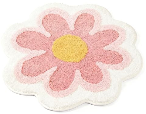 Sertay 40CM Blumen Weiche Antirutsch Badematte, Teppichboden Bad Küche Wohnzimmer, Saugfähiger Antirutschteppich, Geeignet für den Heimgebrauch, Sowohl Praktisch als Auch Dekorativ (Rosa)