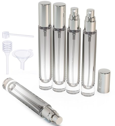 Jagolain 5Pcs Mini Perfume Refillable Travel Bottles, 10ml Perfume Atomiser Sprayer Glass Bottle, Portable For Travel Holiday,outdoor Activities and Sample Container (Grey)