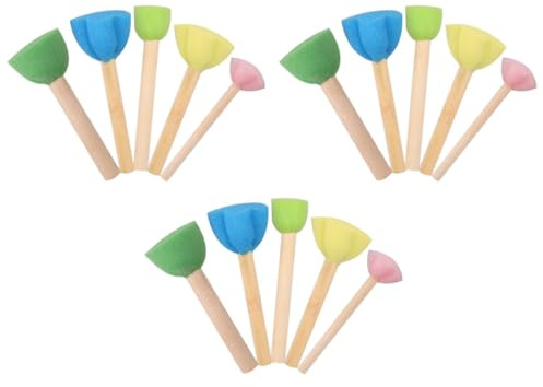 TOBBOMEY Lot de 15 Tampons Mousse Champignon pour Peinture d'Garçon et Filles Outils DIY Créatifs Éponge à Peindre Colorée Éducatif Artistique pour Garçons et Filles Matériel
