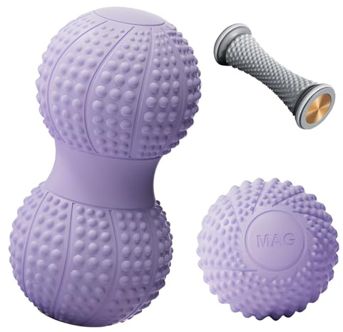 Set di palline per fascia, palla da massaggio, doppia fascia, palla da fazia, set di rulli per fascia, sfera fasciale piccola, Ø 6,5 cm, lunghezza 13 cm, palla per piedi, schiena, collo, colonna