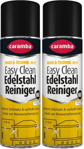Caramba Easy Clean Edelstahl Reiniger, Reinigungs- und Pflegespray für Metalloberflächen, für Küche, Grill und Werkstatt, Löst Fett, Kalk und mehr, 250 ml (Packung mit 2)