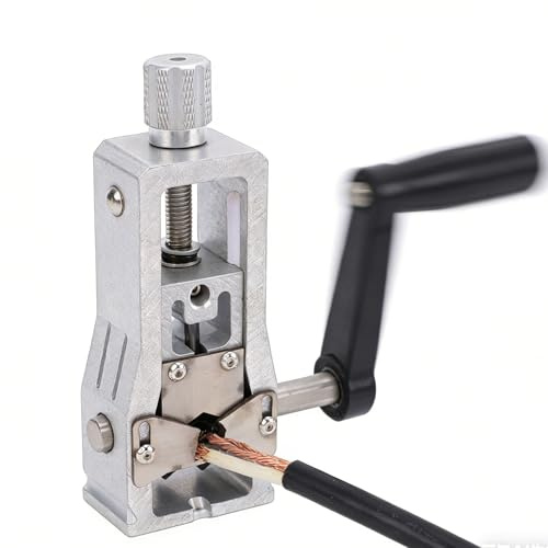 Jeanoko Máquina Pelacables para Uso Industrial, Manual, Accionada por Taladro Eléctrico, Manivela, de Aleación de Aluminio, Portátil, de bajo daño.