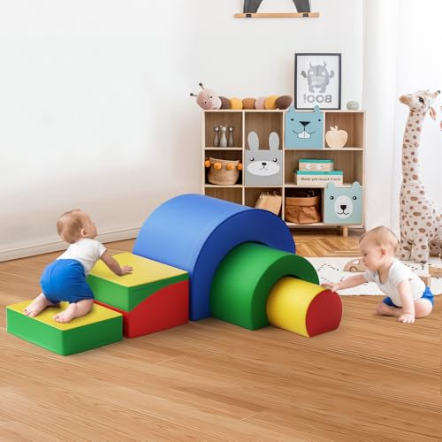 CUPCHID Soft Play Corner Climber 5er Softbausteine Set für Kleinkinder & Babys – Kletterbausteine aus Schaumstoff – Montessori Riesenbausteine Spielzeug, Indoor Spielplatz, EN71-zertifiziert (Farbe)