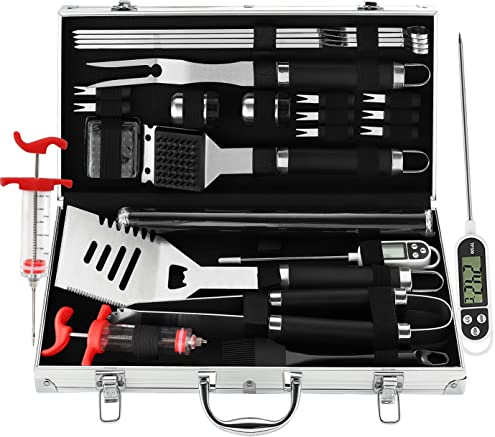 grilljoy 24Pcs Set Barbecue in Acciaio Inox, Premium Completo Barbecue all'aperto Kit di Utensili Barbecue, Set di Attrezzi per Barbecue