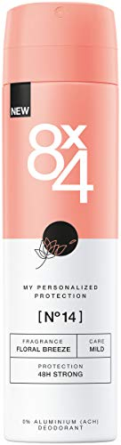 8X4 Déodorant spray N°14 Floral Breeze (150 ml) - Pour femme - Parfum frais et floral - Déodorant fiable 48h sans aluminium (ACH) - Pour tous types de peau