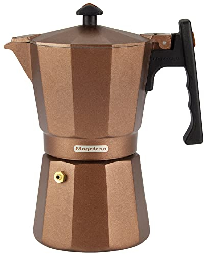 MAGEFESA Jamaica - Cafetera Italiana 12 Tazas, Aluminio Extra Grueso, Para Todo Tipo de Cocinas, Inducción, Café, Asa Termo-Resistente, Ecológica