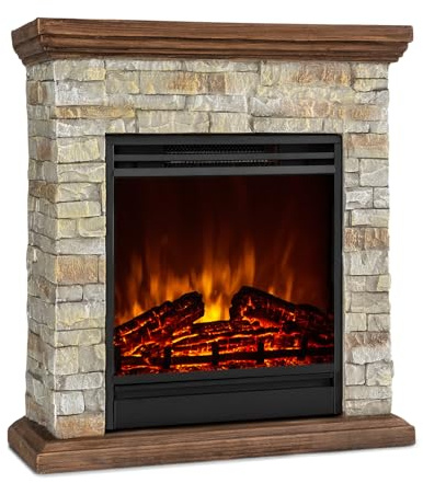 Klarstein Chimenea Electrica Bajo Consumo Pared, Estufa sin Leña de Interior, Chimeneas Electricas Decorativas 1800W, Llama LED, Chimenea Decorativa con Mando, Temporizador y Efecto Real Troncos