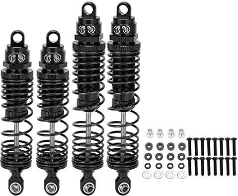 1/10 RC stötdämpare, 4 st RC metall fram och bak stötdämpare RC bilersättningstillbehör kompatibel med TRAXXAS/SLASH 1/10 RC-bilar (svart)