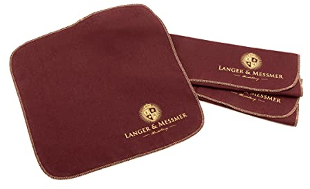 Langer & Messmer panni per lucidare la pelle liscia in 100% cotone in un pratico set - Il panno per lucidare le scarpe per la cura professionale delle calzature (Bordeaux | Beige)