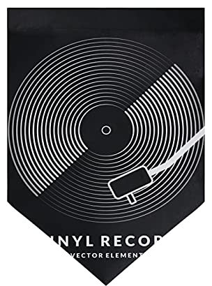 Poeticcity Black White Vinyl Record CD Player for Music on Dark 12 x 18.5 Decorative Garden Flag Seasonal Banner Polyester Two-Sided Welcome Home Front Yard Party Indoor Outdoor Flag