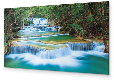 B&D XXL - Akustikbild Wasserfall Bilder Akustikschaum Hochleistungsschallabsorber Schallschutz Leinwand 1 tlg Wandbild Raumakustik Schalldämmung Natur Landschaft c-B-0160-b-a