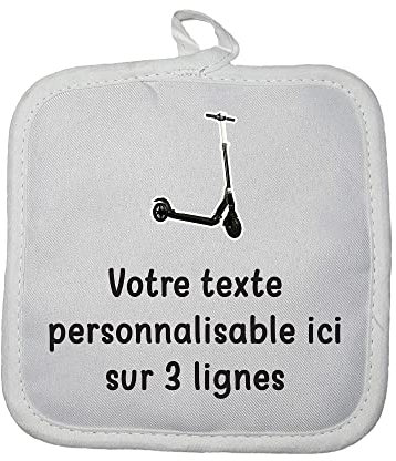 Manique Gant de Cuisine Pictogramme Trottinette avec Texte Personnalisable