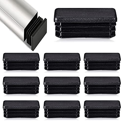 HJYZY 12 feltrini lamellari per tubi rettangolari, 80 x 40 mm, per tubi in metallo, per sedie a pali e mobili, colore nero