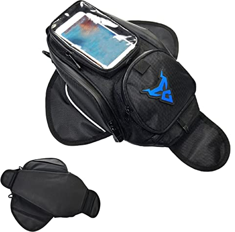 WHYUNM26 Motorrad Magnetischer Tankrucksack wasserdichte Motorrad Rücksitztasche Rucksack mit Transparentem Handyfach,Blue