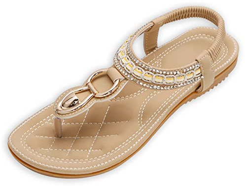 ZOEREA Sandales Femme Été Plates Confortable Mode Bohème Tongs Bout Ouvert Chaussures pour Plage Vacances du Quotidien Détente Taille 36-44 EU