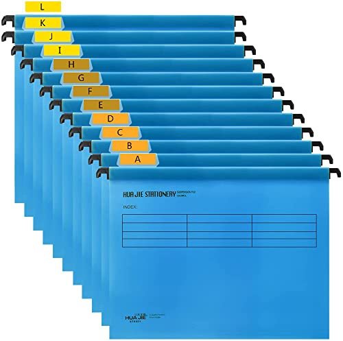 Hängemappen A4, 12PCS Hängemappen Ordner Dateiordner mit Tabs und Karteneinlagen für Schulbüro Schreibwaren A4 Aktenschränke