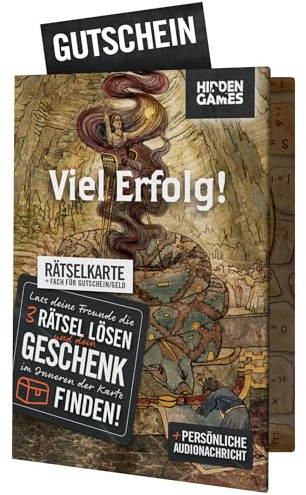 Hidden Games - Rätselkarte - Viel Erfolg - Deutsch - individualisierbare Karte, Grußkarte, Glückwunschkarte, Geschenkkarte, Gutscheinkarte