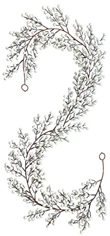 180 cm weiße Beeren Weihnachtsgirlande Künstliche Beerengirlande Winter Grün Girlande für Xmas Kaminsims Kamin Urlaub Dekor