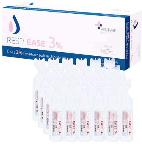 Resp-Ease® 3% Sterile Hypertonic Saline Solution for Inhalation via Nebuliser - Helps Clear Airways and Congestion from Lungs - 60 x 4ml Vials - Strong Nebuliser Saline Solution