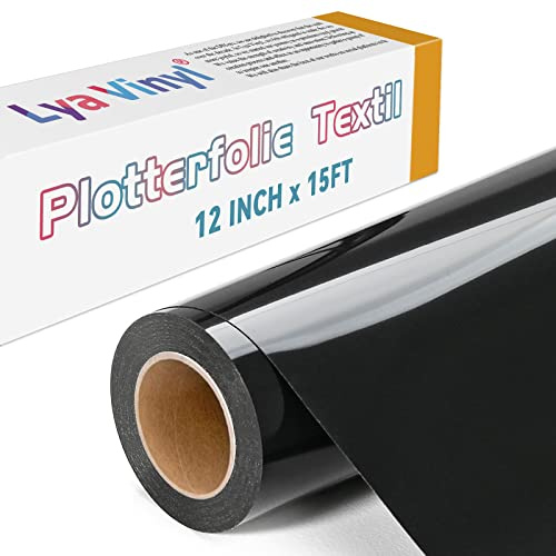 Lya Vinyl Pellicola per plotter tessuto, 30,5 × 457,5 cm, colore nero, per Cricut e Silhouette Cameo