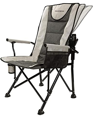 CHICHILL Campingstuhl Faltbar, Ultragroß Klappstuhl Camping Einstellbar Stuhl Angelstuhl für Übergewichtige Klappstühle bis 180kg Campingstühle für Outdoor und Reisen (Grey) Weigh 6.44 kg