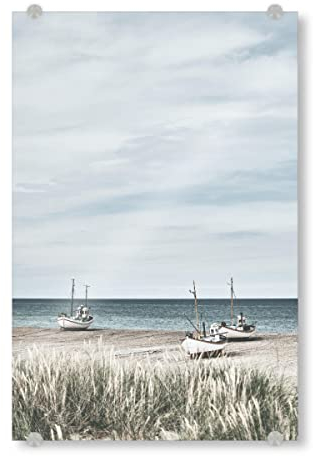 artboxONE Acrylglasbild 90x60 cm Natur Dänische Fischerboote am Strand - Bild Strand dänemark fischerboot