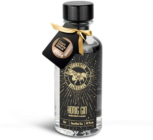HonigStaub Premium Gin, mit einem Hauch von Honig verfeinert – 100 ml Gin Flasche/Besonderer Gin aus Sachsen/Honig Gin als Gin Geschenk 10 cl - mehrfach mit Bronze ausgezeichnet