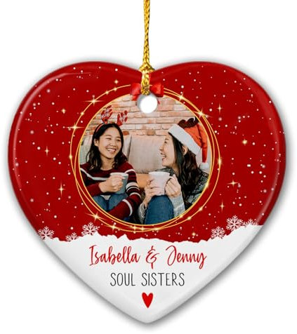 Christbaumschmuck Keramik Weihnachtsanhänger Anhänger Weihnachtsbaumschmuck Hängende Ornamente Weihnachtsdeko Foto Beste Freunde Für Seelenschwester Bestie BFF, Personalisierte Seelenschwester,