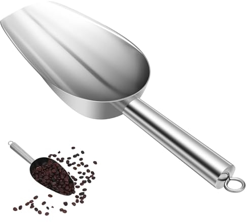 DEARMAMY Teelöffel Edelstahl-Eisportionierer Metall-Rundboden Für Tiernahrung Küchenhelfer Servierschaufel Eiswürfelschaufeln Für Süßigkeiten Getreide Mehl Leckereien Bohnen Kaffeeschaufel